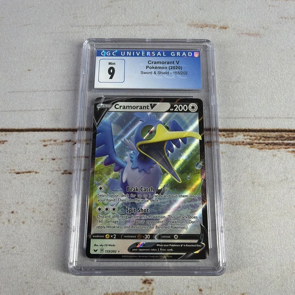 Cramorant V Pokemon (2020) Sword & Shield - 155/202, CGC 9 Mint 407-172-5328